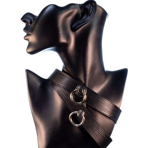 SiaLinda: Halsband Stria, edles italienisches Premiumleder, Streifenlook - SiaLinda.com